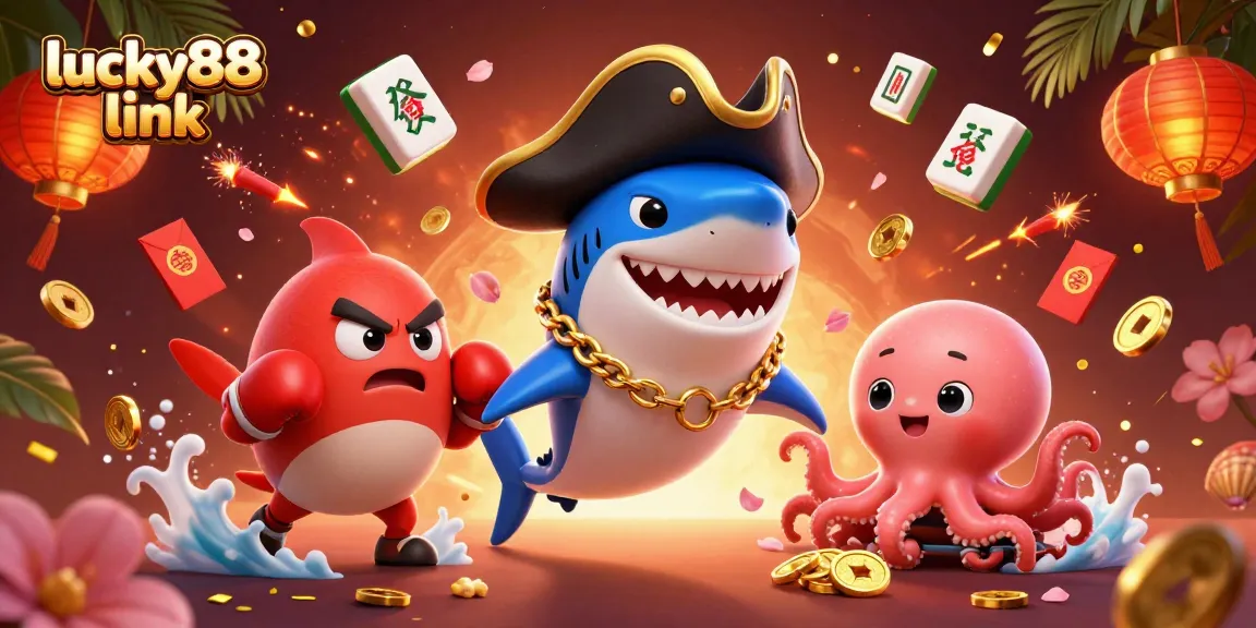 Engage with lucky88 link in this vivid 3D illustration showcasing a vibrant casino scene with fun characters.