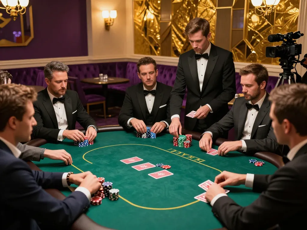 Players savoring a strategic poker game at MM88 casino, depicting high-stakes excitement.