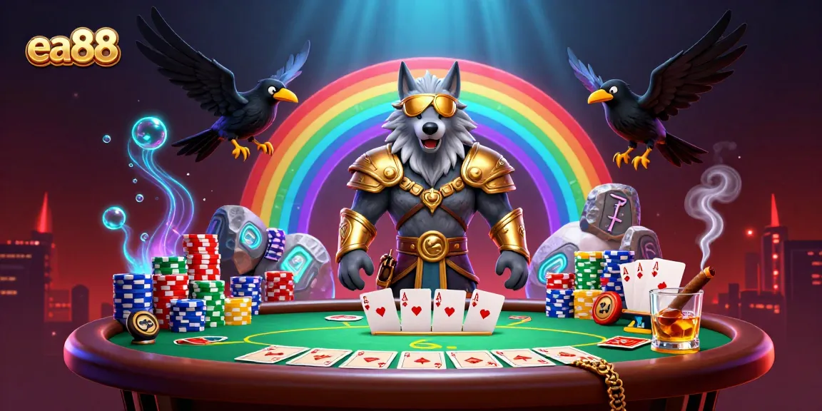 Experience the thrill of ea88 with vibrant colors and dynamic casino elements in this captivating scene.