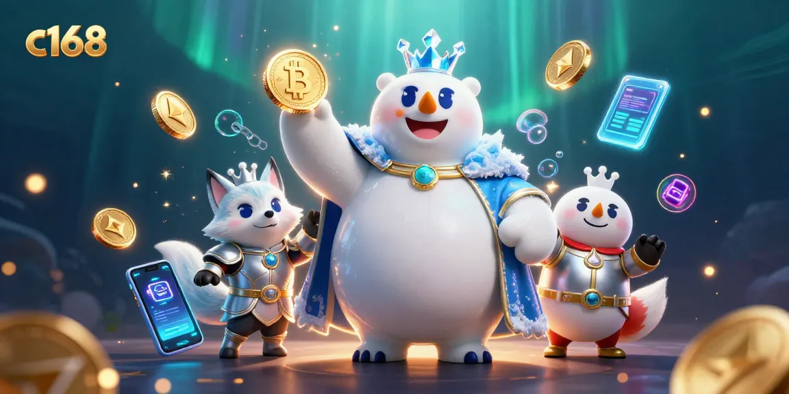 c168 showcases a vibrant ice king polar bear and snow fox in an engaging crypto casino scene