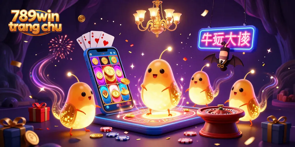 Play games at 789win trang chu, a vibrant casino scene with glowworms lighting up the environment.