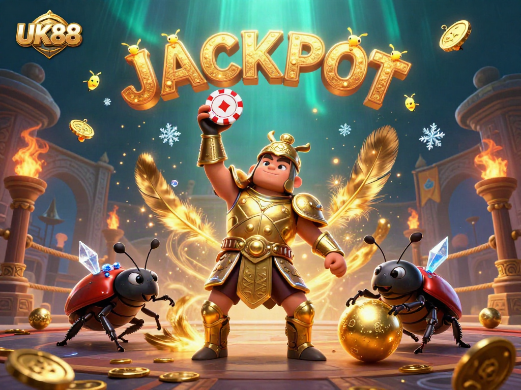 Engage in winning strategies at UK88 with vibrant gamblers celebrating a jackpot.
