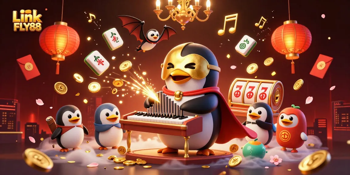Experience gaming excitement at Link FLY88 with this vibrant 3D casino-themed illustration.