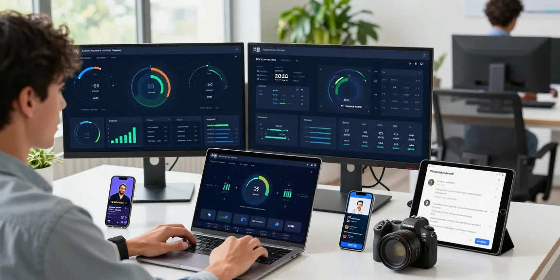 快连 network acceleration platform in a modern workspace with dual monitors.