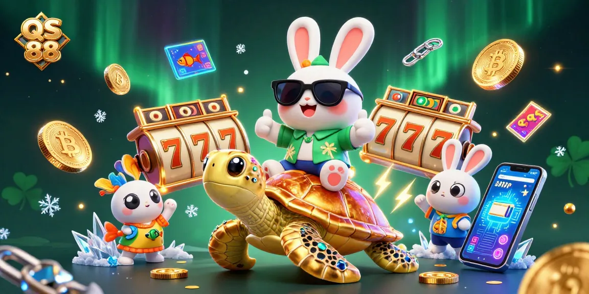 Experience the excitement of QS 88 with a colorful casino scene featuring vibrant characters and gaming elements.