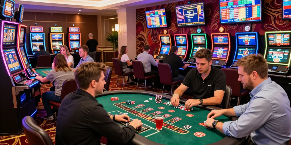 Players enjoying diverse games at casinos not on Gamstop, highlighting vibrant gaming atmosphere and excitement.