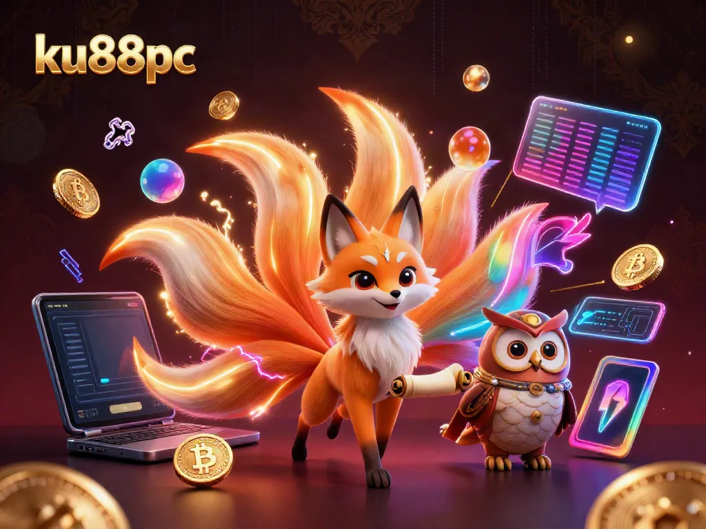 Engage in gaming excitement with ku88pc featuring a vibrant scene of a nine-tailed fox and an owl.