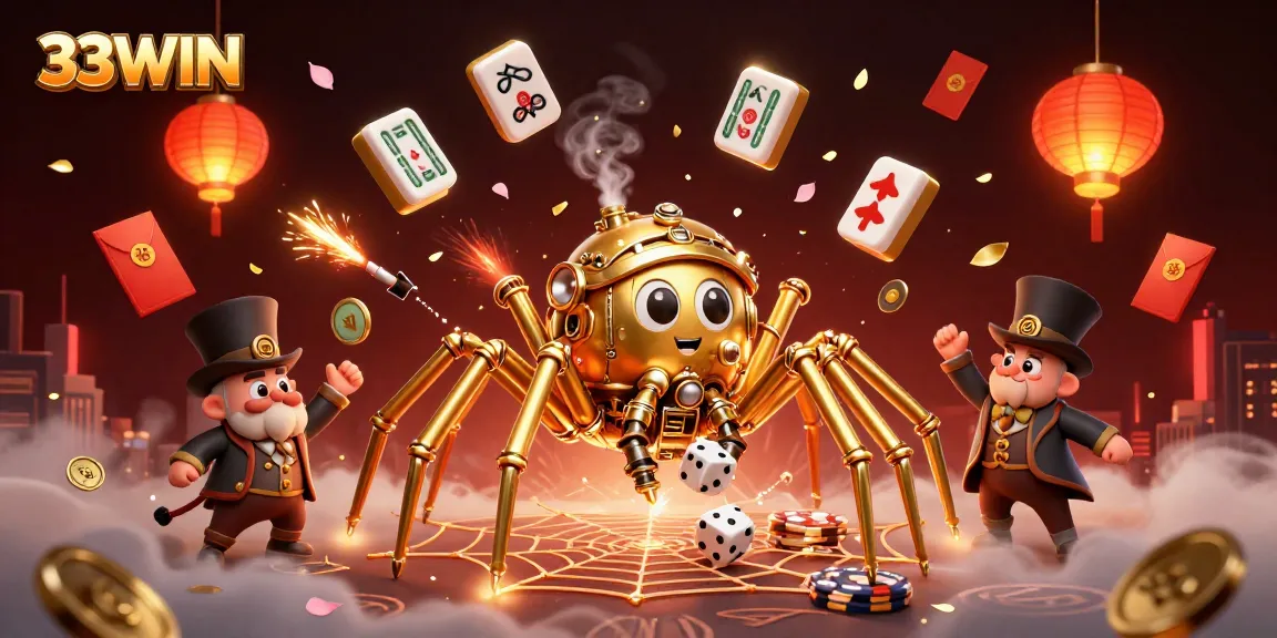 Experience thrilling gameplay at 33WIN with a vibrant 3D casino illustration showcasing dynamic elements of chance.