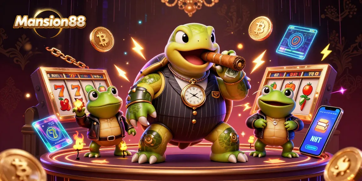 Mansion88 showcases an engaging slot battle with vibrant characters and neon energy on the casino floor.