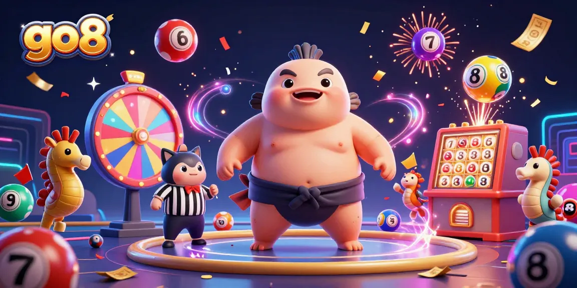Engage with go8's vibrant gaming scene featuring a fugu fighter in an underwater ring surrounded by lively elements.