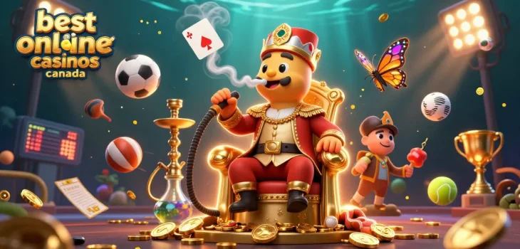 Experience the excitement at the best online casinos Canada with this vibrant 3D casino scene.