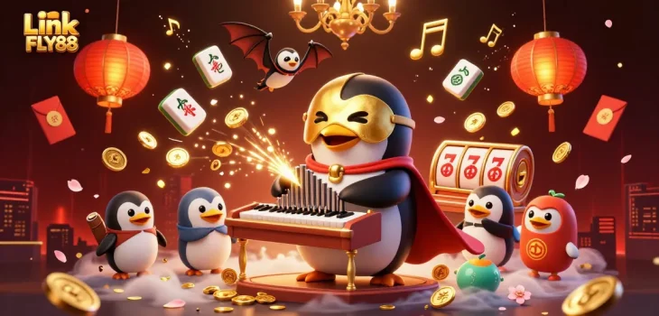 Experience gaming excitement at Link FLY88 with this vibrant 3D casino-themed illustration.